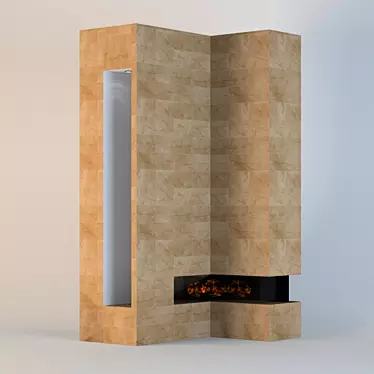 Modern Minimalist Fireplace with Wood Storage 3D model image 1 