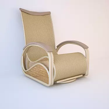 Rattan Rocking Armchair: Texture-Infused Comfort 3D model image 1 