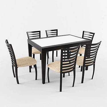 Elegant Bari Dining Set 3D model image 1 