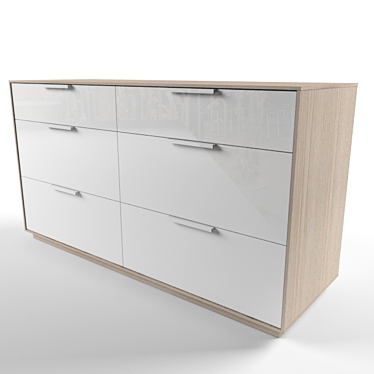 Contemporary 6-Drawer Light Grey and White Dresser 3D model image 1 