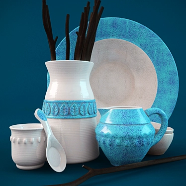 Elegant Ceramic Set: Provence 3D model image 1 