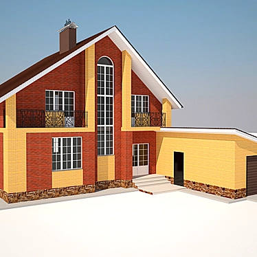 Spacious Brick Home: 300 sqm 3D model image 1 