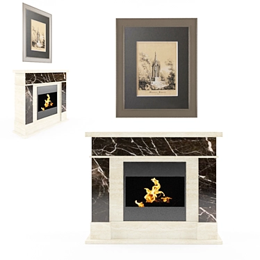 Modern Fireplace with Artwork 3D model image 1 