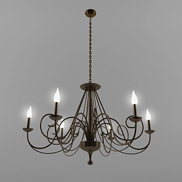 Ornate Iron Candle Chandelier 3D model image 1 