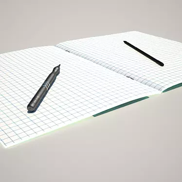 Essential Stationery Set: Notebook, Pencil, Pen 3D model image 1 