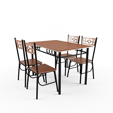 Modern Kitchen Set: Table with Chairs 3D model image 1 