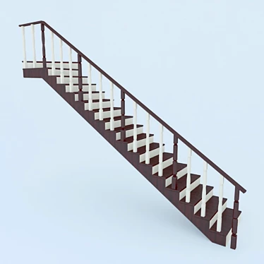 Custom Wooden Staircase | 3m Height, 4.6m Length 3D model image 1 