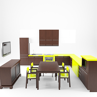  Modern Kitchen Set 3D model image 1 