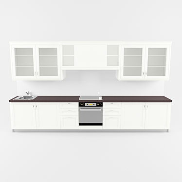 Compact White Kitchen: Ideal for Small Spaces 3D model image 1 