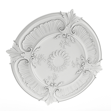 Elegant Gypsum Ceiling Rosette - 110cm Diameter 3D model image 1 