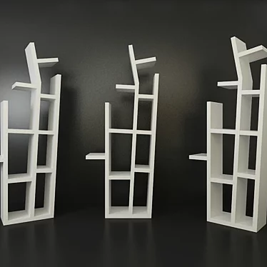 Modern White Lacquered Baum Shelf 3D model image 1 