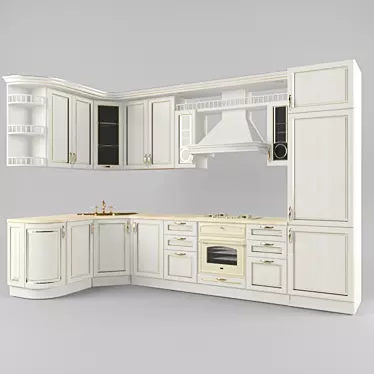 Classic Elegance: Custom-Designed Kitchen 3D model image 1 