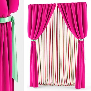 Playful Kids Room Curtains 3D model image 1 