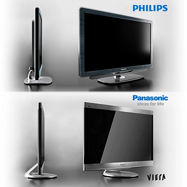 Sleek LED & Plasma TVs: Philips & Panasonic 3D model image 1 