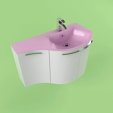 Bent Wash Basin with Mixer 3D model image 1 