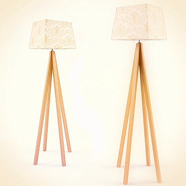 Rustic Wood Floor Lamp 3D model image 1 