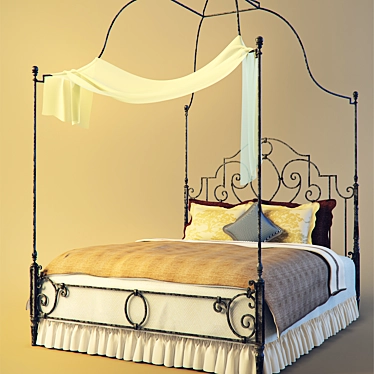 Provence Style Bed 3D model image 1 