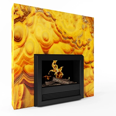 Sleek Onyx Fireplace 3D model image 1 