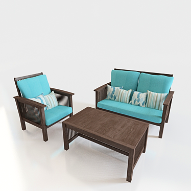Sofa Plus Table Combo 3D model image 1 