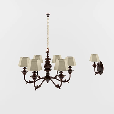 Elegant Chandelier with Matching Wall Brackets 3D model image 1 