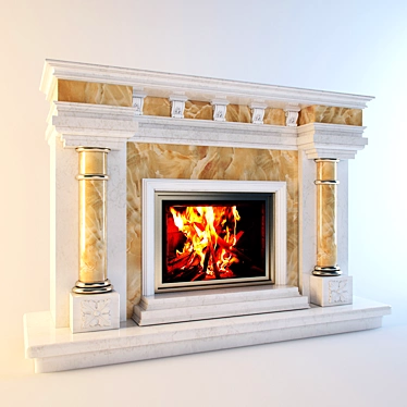 Marble fireplace with onyx inserts.