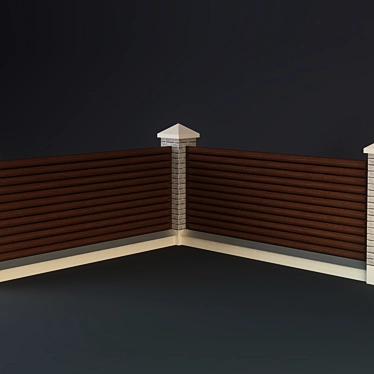 Modern Garden Fence Section 3D model image 1 