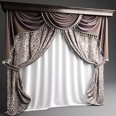 Elegant Window Drapes 3D model image 1 