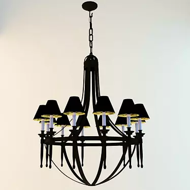 Elegant Wrought Iron Chandelier 3D model image 1 