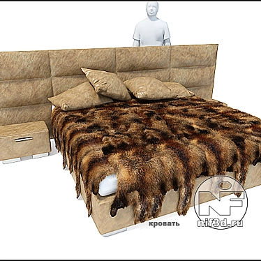 Luxury Faux Fur Bedroom Set 3D model image 1 