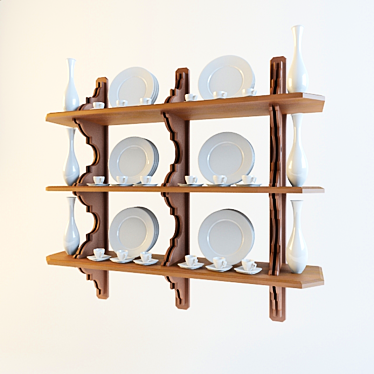 Classic Kitchen Wooden Shelf 3D model image 1 