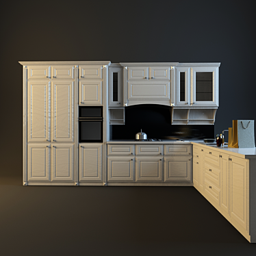 Sleek Modelled Kitchen Design 3D model image 1 