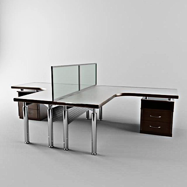 Partitioned Office Desk 3D model image 1 