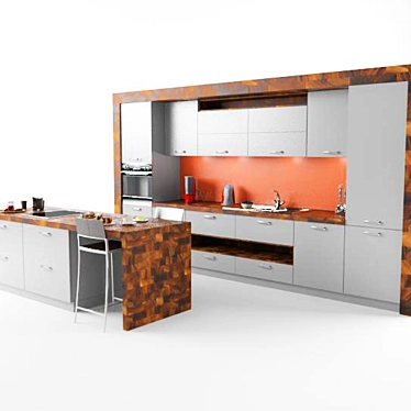 Sleek Kitchen Model & Texture Set 3D model image 1 