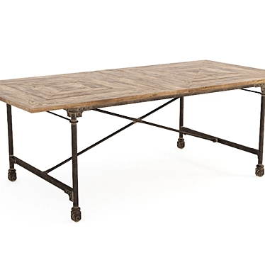 Rustic Metal-Top Vintage Table 3D model image 1 