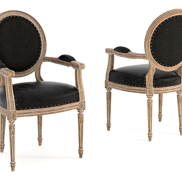 Vintage Louis Round Armchair: Timeless Elegance 3D model image 1 