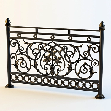 Authentic-Sized Wrought Iron Fence 3D model image 1 