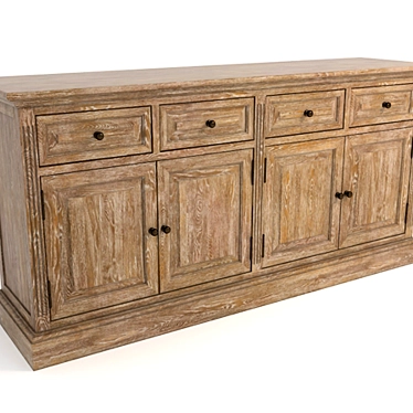 Rustic Oak Wood Sideboard | Curations Limited 3D model image 1 