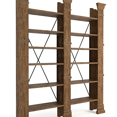 Modern X-Cross Double Bookshelf 3D model image 1 