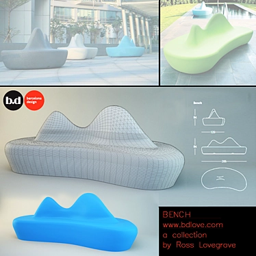 Barcelona Design Plastic Bench 3D model image 1 