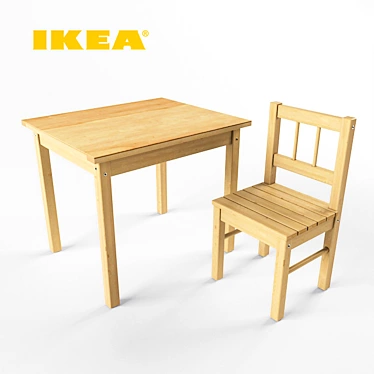 Svala Kids Table & Chair Set 3D model image 1 