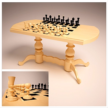 Custom Chess Table: Handcrafted Excellence 3D model image 1 