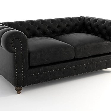 Vintage-Inspired Leather Sofa 3D model image 1 