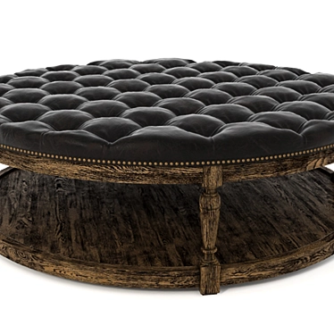 Luxury Round Leather Ottoman 3D model image 1 