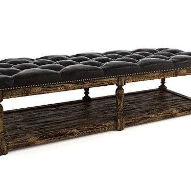 Luxury Tufted Leather Ottoman 3D model image 1 