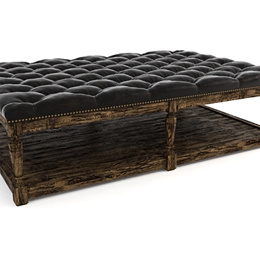 Luxury Leather Tufted Ottoman 3D model image 1 