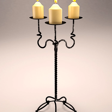 Elegant Wrought Iron Chandelier 3D model image 1 