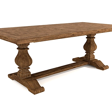 Rustic Trestle Table 84" - Curations Limited 3D model image 1 