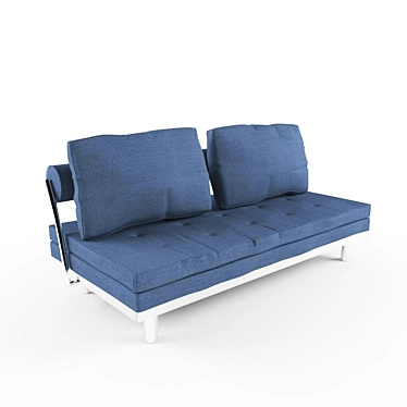 Stylish Blue Sofa with Chrome Frame 3D model image 1 