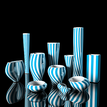 Sleek Zebra Vases 3D model image 1 