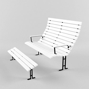 Elegant Footrest Bench 3D model image 1 